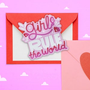 Girls Rule the World Sticker: Glossy Pink Girl Power Gift