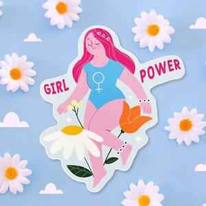 Girl Power Glossy Sticker: Feminist Empowerment, Body Positive