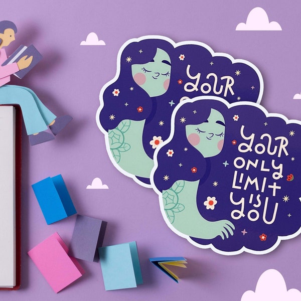 Your only limit is you handmade sticker, kawaii sticker, self love, empowered women, mental health, gifts for her, Christmas gift