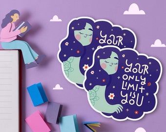 Votre seule limite est votre sticker fait main, sticker kawaii, amour de soi, femmes autonomes, santé mentale, cadeaux pour elle, cadeau de Noël
