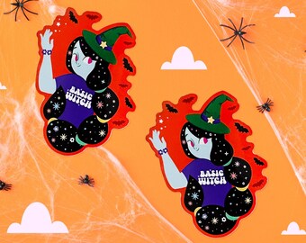 Basic Witch Sticker: Kawaii Halloween, Spooky Season Decor