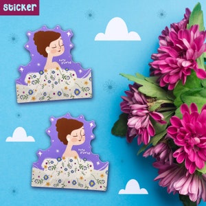 Adesivo brilhante feito à mão, adesivo kawaii, noiva floral, flores da primavera, presente de noiva, presentes para ela, aniversariante