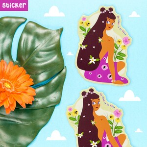 Zu lieben ist zu heilen glänzend Aufkleber, nähren, um zu gedeihen, tropische Vibes, AAPI, Valentinstag, Geschenk für sie, handgemachtes Geschenk