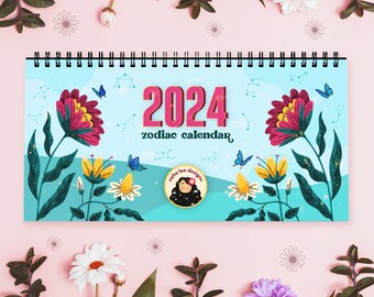 2024 Desk Calendar, AAPI, zodiac art, astrology calendar, home decor, art print, zodiac calendar