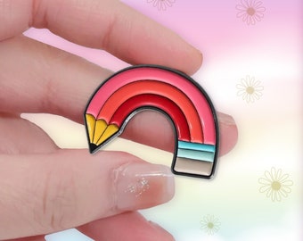 Vibrant Rainbow Pencil Enamel Pin, Unique Creative Pin, Artistic Enamel Lapel Pins, Art Lover Gift, School Teacher Appreciation Pin