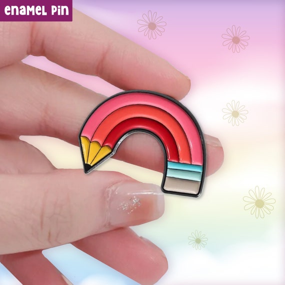 Vibrant Rainbow Pencil Enamel Pin - Colorful Accessory for Creatives