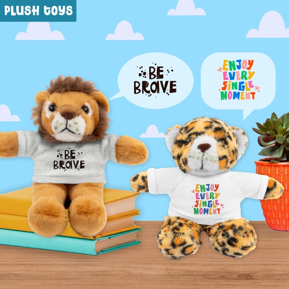 Motivational plush toys with quote tees