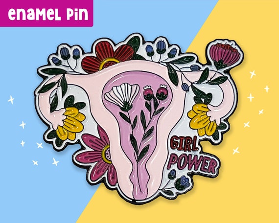 Blooming uterus enamel pin