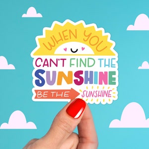 Autocollant brillant fait main Be the Sunshine, lot de citations, soleil souriant, sticker kawaii, cadeaux pour enfants, cadeaux pour elle, cadeau de Noël