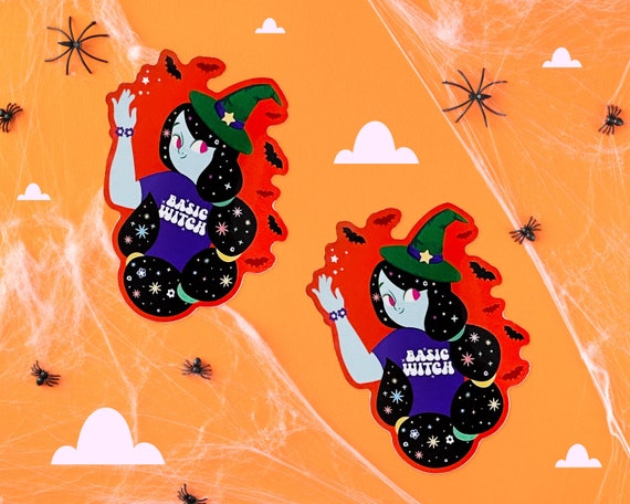 Basic witch halloween glossy sticker