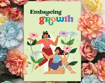 Embracing growth greeting card, milestone card, happy birthday, congratulations, bloom your way, floral card, gift for her