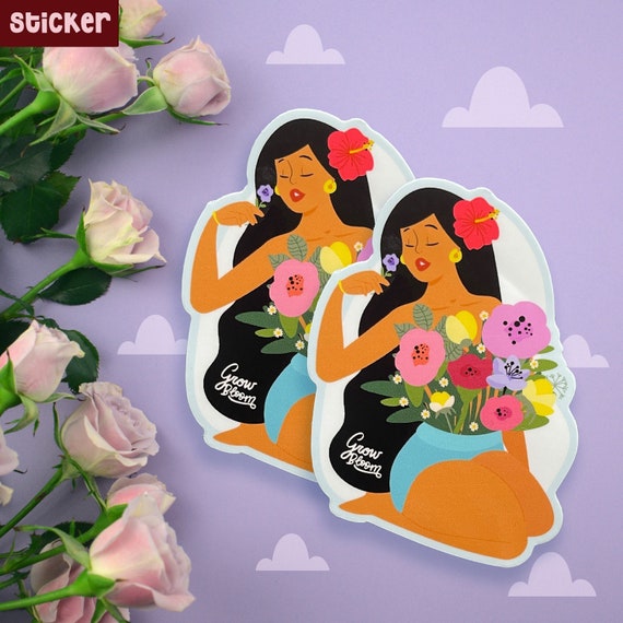 Grow and bloom handmade glossy sticker