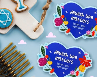 Jewish life matters glossy sticker, Am Yisrael Chai, Stand with Israel, Judaica, Bar mitzvah, Hanukkah gift, handmade gift