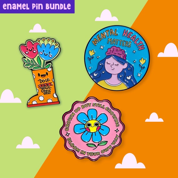 Mental health enamel pin bundle- Set of 3