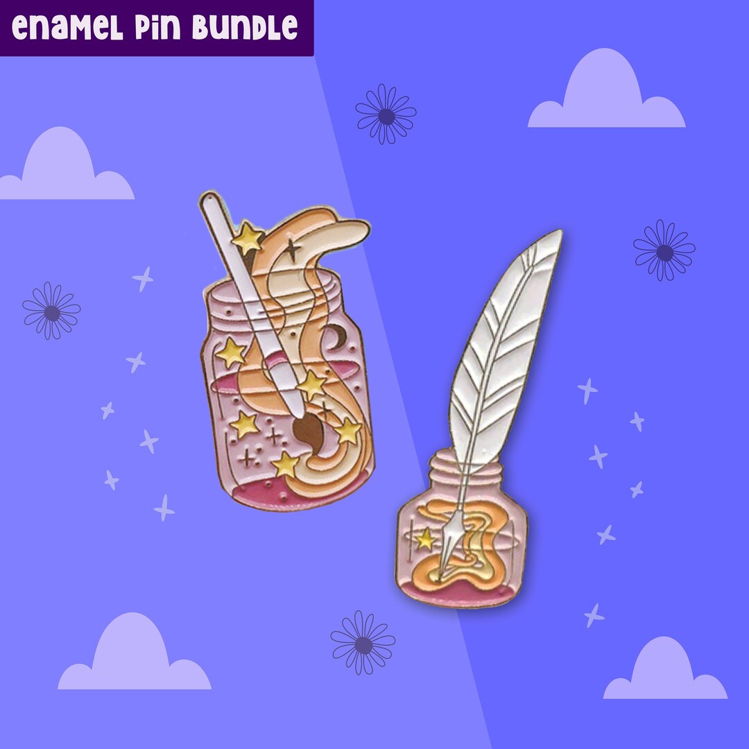 Artist Enamel Pin Bundle Paintbrush Enamel Pin Quill Writers Etsy