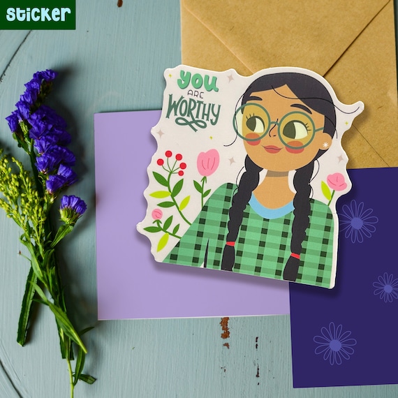 You Are Worthy Glossy Sticker: Brown Girl Magic Affirmation