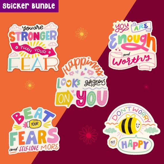 Set of 5 affirmation sticker pack, self love, back to school gifts