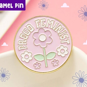 Proud Feminist enamel pin, cute pin, pink pin, kawaii pin, gift for her, empowered woman, women's rights