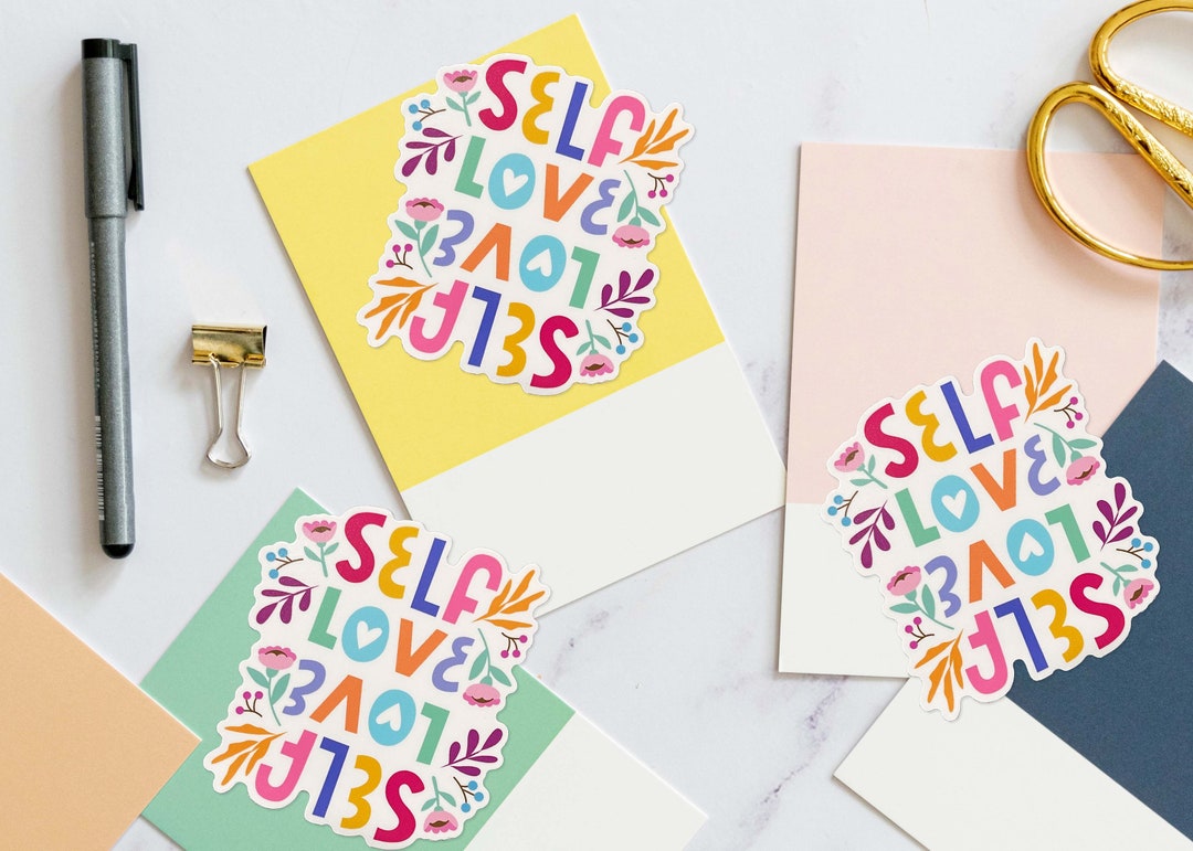 Self Love Glossy Handmade Sticker, Mirror Sticker, Rainbow Sticker ...