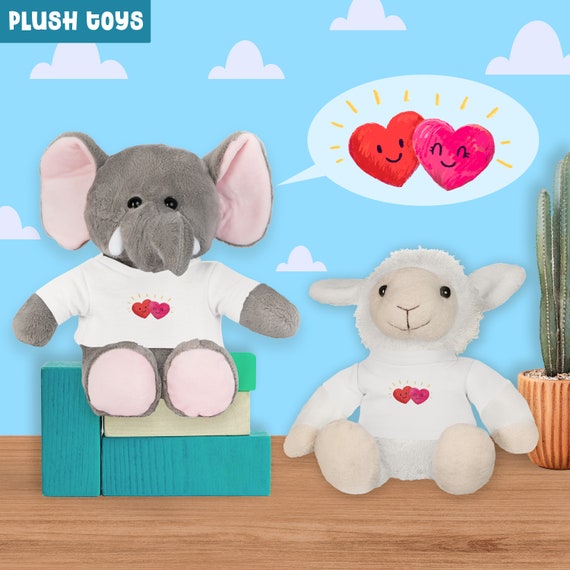 Valentines day plush toys with sweethearts t-shirts