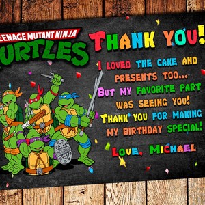 Carte Danniversaire Des Tortues Ninja Carte Danniversaire Etsy France