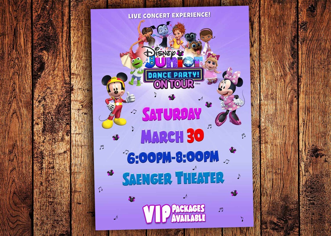 Disney Junior Dance Party Invitation Disney Junior Birthday | Etsy