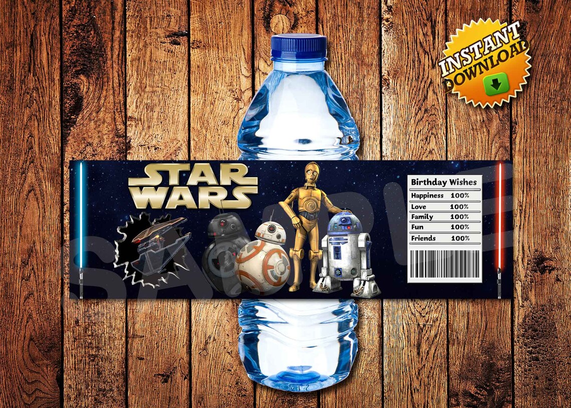 INSTANT DOWNLOAD Star Wars bottle label Printable Star Wars | Etsy