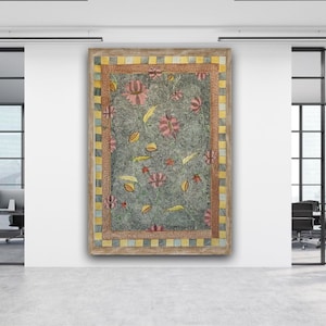 Hand-Painted home decor Vintage Pink Lotus Madhubani Folk Artwork -  25x34 Inches - Preorder Available