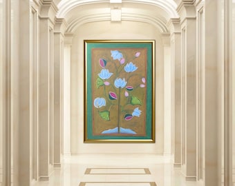 Hand-Painted Pichwai Folk Wall Art | Vibrant Pastel Colors | 13x20 Inches