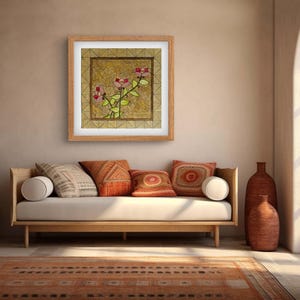 Vintage Indian Madhubani Folk Art - Framed Home Decor