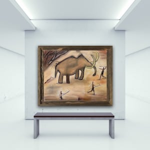 Stone Age cave art Woolly Mammoth pastel painting. image 9