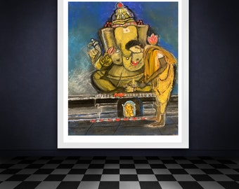 Lord Ganesha pastel painting 8X10 inches.