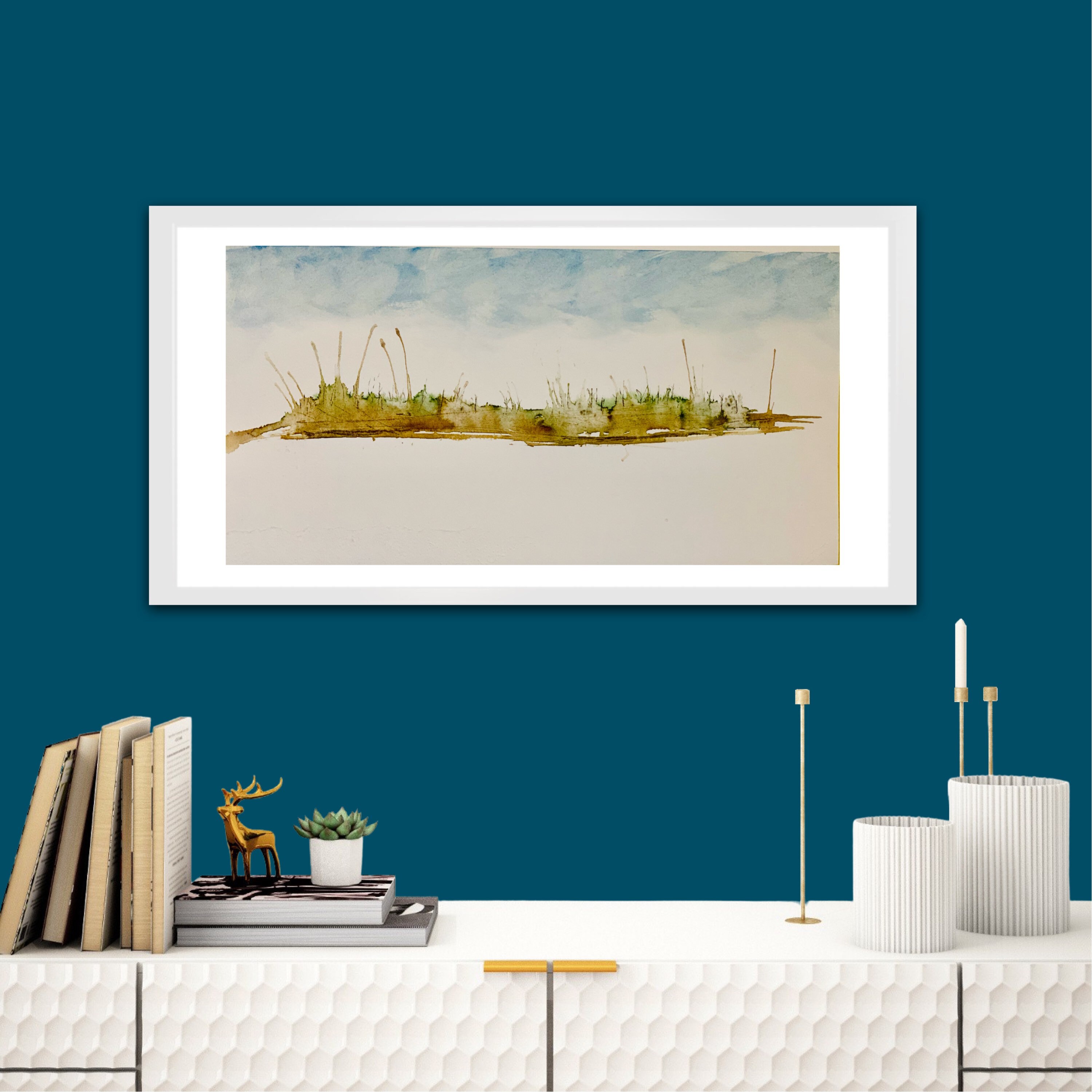 水彩画の抽象風景画 室内装飾 7.5X15インチ - Etsy 日本