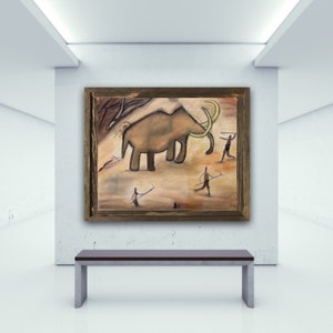 Stone Age cave art Woolly Mammoth pastel painting. image 5