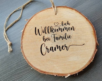 Tree Disc 29 Cm Door Sign Welcome to Family or Desired Text Tree Disc 29 Cm Door Sign Welcome to Family or Desired Text