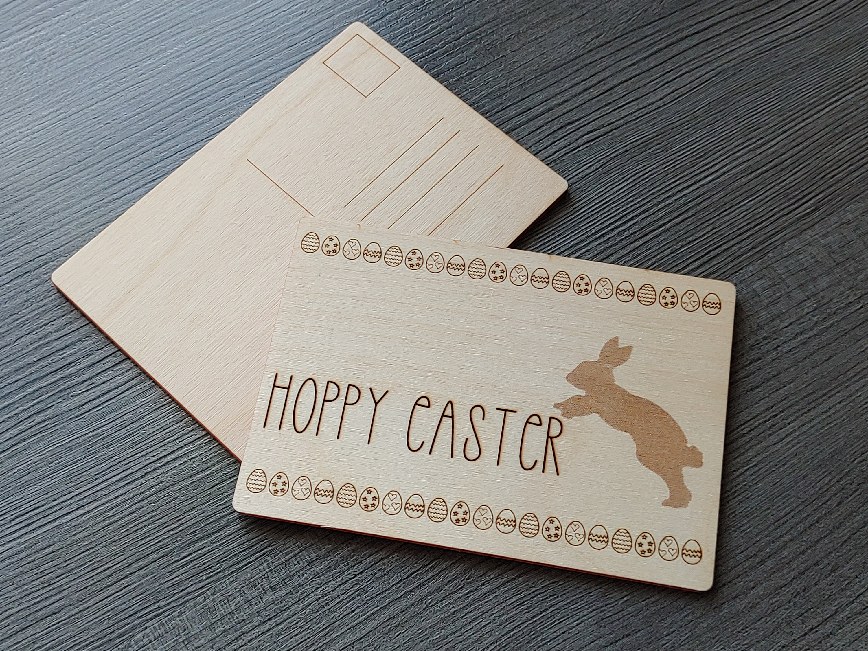 Wooden postcard Hoppy Easter - Happy Easter - Easter greetings - Easter greeting - gift card - Easter card - greeting card - wooden postcard