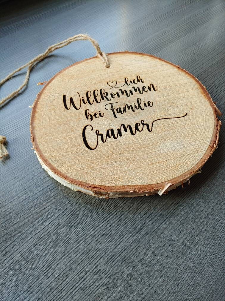 Tree Disc 29 Cm Door Sign Welcome to Family or Desired Text Tree Disc 29 Cm Door Sign Welcome to Family or Desired Text