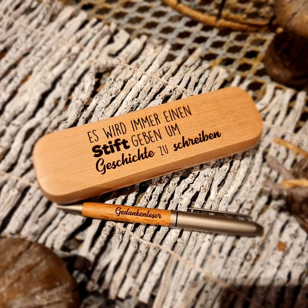 Kugelschreiber mit Etui und Gravur - personalisiert - aus Buchenholz - schönes Geschenk - Geburtstag - Weihnachten - Kuli - Stift Schachtel