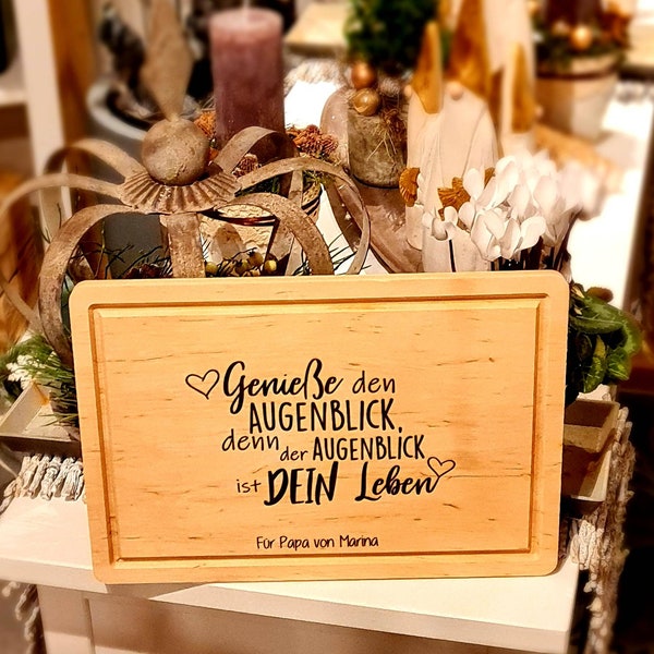 Schneidebrett personalisiert mit Gravur - groß 30cm Holz individuell Geschenk Geburtstag Weihnachten Kochen Küche Schneidbrett