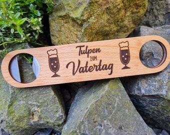 Flaschenöffner personalisiert mit Gravur - aus Holz - Geschenk Geburtstag Vatertag Party Hochzeit Spruch witzig persönlich Name individuell