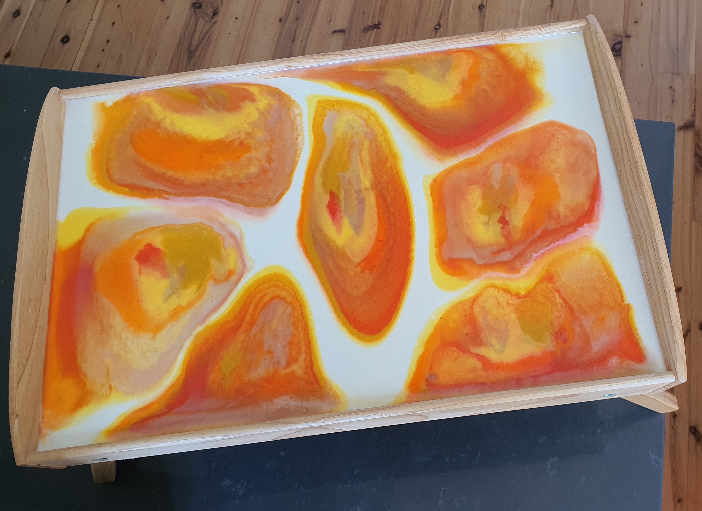 Rectangular Wooden Tray With Legs and Resin Finish Etsy Australia