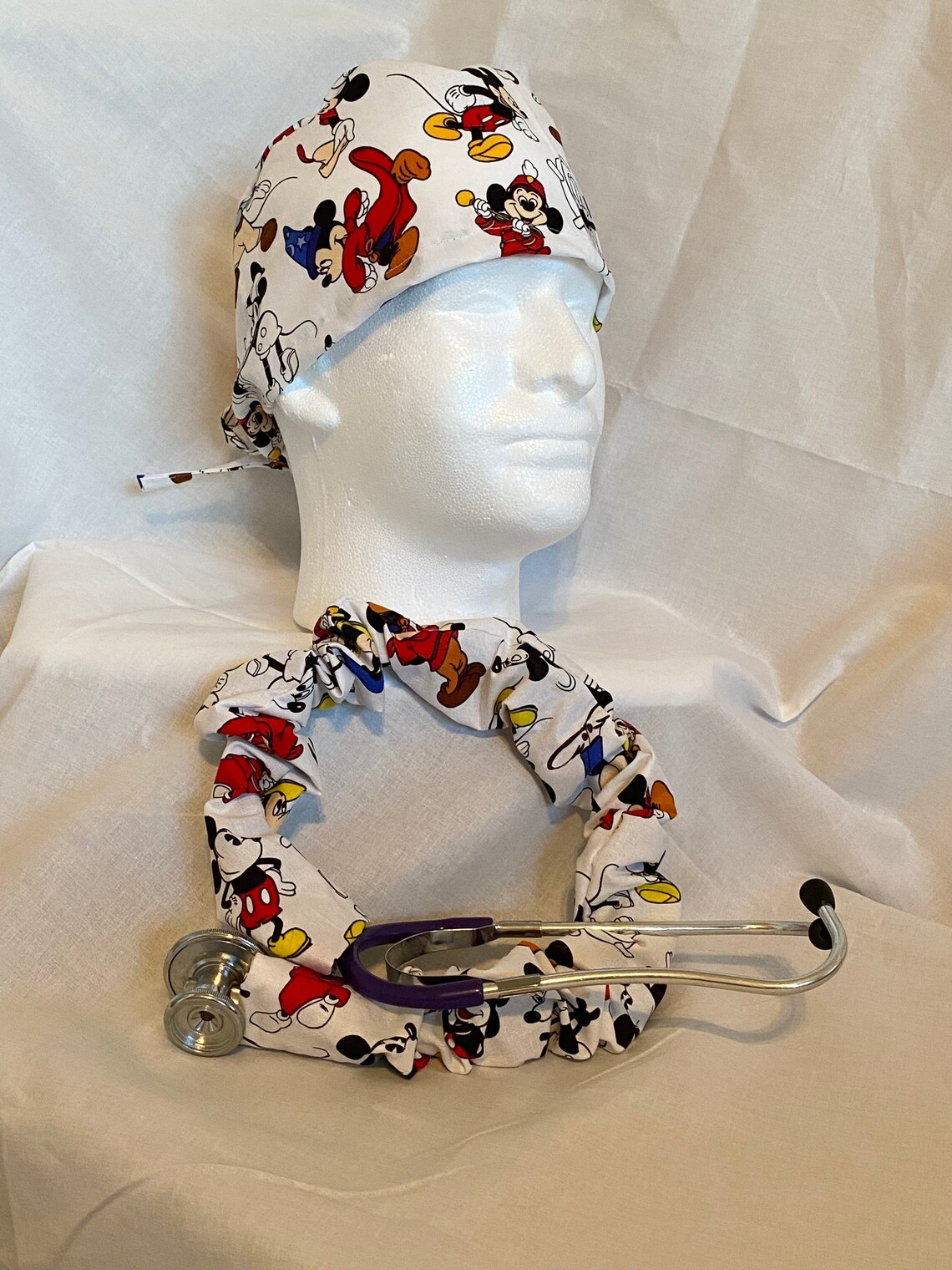 Disney Mickey Mouse scrub hat with matching stethoscope Etsy