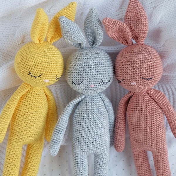 Sleeping Bunny crochet PDF pattern cute bunny plush amigurumi pattern baby sleep toy crochet  tutorial pdf