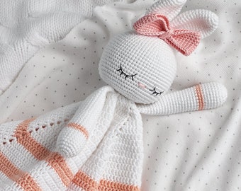 Crochet lovey pattern bunny baby nursery security blanket amigurumi pattern nursery room decor pdf