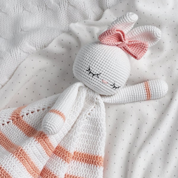 Crochet lovey pattern bunny baby nursery security blanket amigurumi pattern nursery room decor pdf