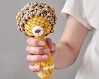 Lion baby rattle amigurumi PDF pattern little cute lion crochet pattern baby nursery ratle plush PDF tutorial