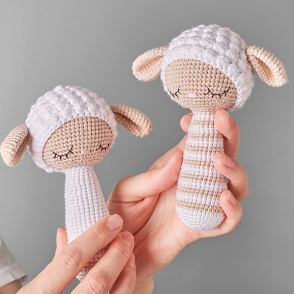 Sheep rattle pattern baby rattle  crochet pattern rattle amigurumi nursery plush