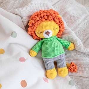 Schlafender Löwe Plüsch Amigurumi PDF Anleitung süßer kleiner Löwe Häkelanleitung digitaler Download