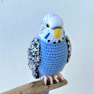 Blue white budgie stuffed animal realistic parakeet plush crochet budgie budgie bird crafted soft toy budgie owner souvenir