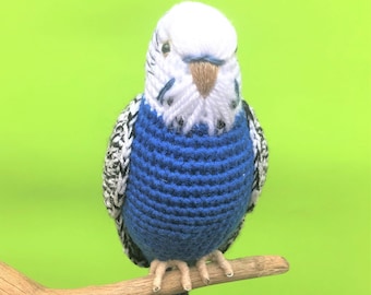 Cobalt Budgie bird stuffed animal plush indigo colored budgie parakeet plush crochet parakeet soft toy budgie pet owner souvenir gift idea